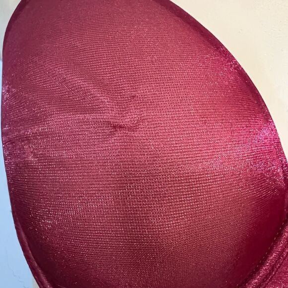 Victoria’s Secret Lined Perfect Coverage underwire Shine mesh bra maroon 32D - Picture 7 of 8